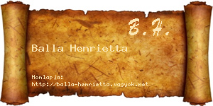 Balla Henrietta névjegykártya